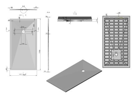 Душевой поддон из искусственного камня Vincea H30 VST-4SR9017W 170х90 белый