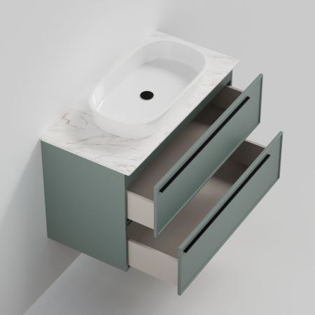 Тумба со столешницей La Fenice ELBA TWIN NFNC-01-ELB-G-100-2-3-GG 100х50 подвесная цвет синий/серый