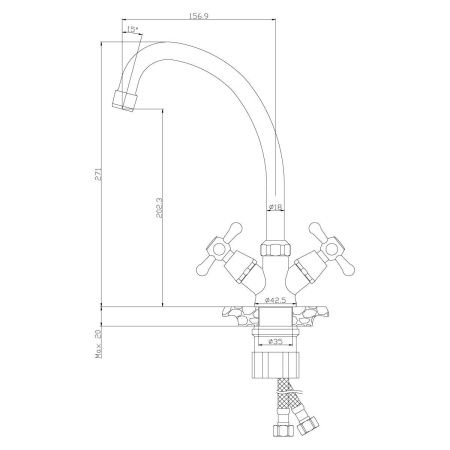 Смеситель для кухни Rossinka Y Y02-71U на мойку хром