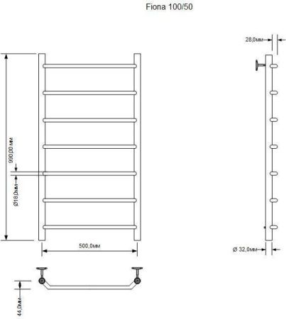 Полотенцесушитель электрический Aquanet Fiona 00281996 55х100 хром