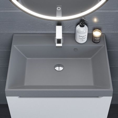 Раковина из искусственного камня Uperwood Classic Quartz 291030001 60х50 полувстраиваемая цвет серый
