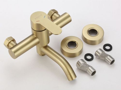 Смеситель для ванны и душа Fmark FS8206C настенный золото матовое - фото 4