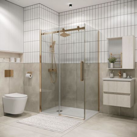 Душевой уголок Grossman Classic 120.K33.04.1690.32.00 160х90 стекло прозрачное профиль золото без поддона