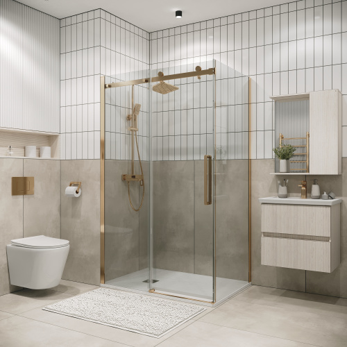 Душевой уголок Grossman Classic 120.K33.04.1290.32.00 120х90 стекло прозрачное профиль золото матовое - фото 2
