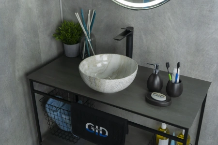 Раковина керамическая Gid Esfera 54435 30х30 накладная цвет многоцветный без отверстий под смеситель