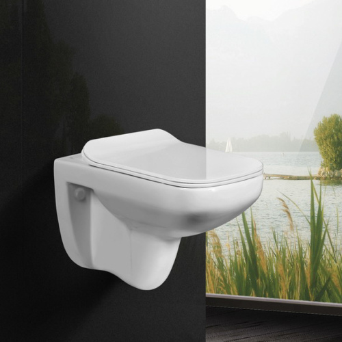 Унитаз подвесной WesnaArt Kubus 203-KUB13 белый с сиденьем микролифт безободковый каскадный смыв - фото 3