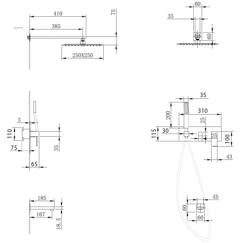Душевая система ABBER AF8217W встраиваемая в стену - фото 3
