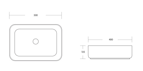 Раковина из сантехнического фарфора MILLEAU MIEL MU0084-MB/GW 50х40 накладная цвет белый без отверстий под смеситель - фото 2