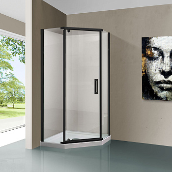 Душевой уголок Vincea Stresa VSP-1S900CLB 90х90 стекло прозрачное профиль черный без поддона