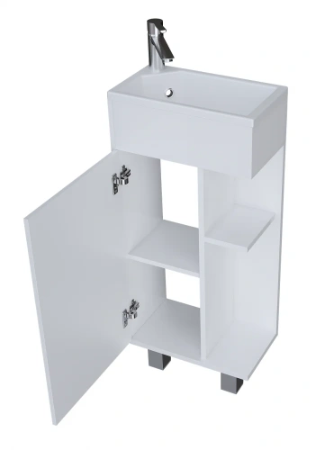 Тумба с раковиной 1MarKa Laura У85929 39х22х85 напольная цвет белый глянцевый - фото 5
