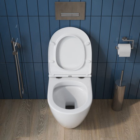 Унитаз приставной BelBagno SFERA-R BB2141CBR/BB870SC белый с сиденьем микролифт безободковый каскадный смыв