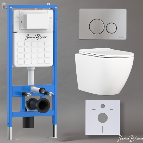 Комплект унитаз с инталляцией и клавишей смыва Iberica Blanca BILBAO ALTO IB001.BLA.234.8132 - фото 2