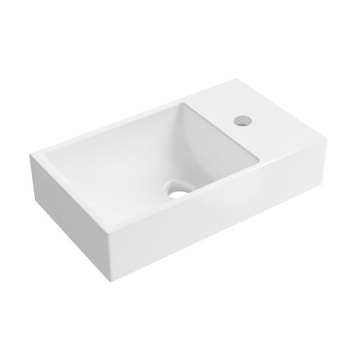 Раковина из сантехнического фарфора Wellsee WC Area 151803000 45х26 накладная цвет белый глянцевый 1 отверстие под смеситель - фото 2