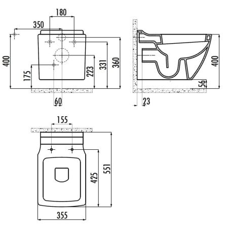 Чаша унитаза подвесная Creavit Trend TP324-11CB00E-0000 цвет белый без сиденья душевой смыв