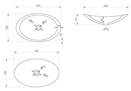 Раковина из полиэфирной смолы Abber KRISTALL AT2808Emerald 60х40 накладная цвет зеленый без отверстий под смеситель