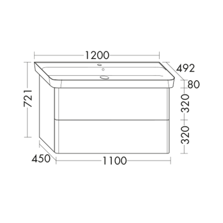 Тумба с раковиной Burgbad Iveo SFEN120F2747G0161C0001*1 120х50 подвесная цвет коричневый