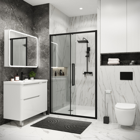 Душевая дверь Grossman Cosmo 100.K33.02.110.21.00 110х195 стекло прозрачное профиль черный матовый