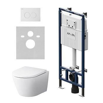 Комплект унитаз с инсталляцией с клавишей смыва Am.Pm Sense IS100101.741701 Комплект унитаз с инсталляцией с клавишей смыва Am.Pm Sense IS100101.741701