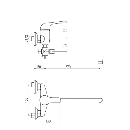 Смеситель для ванны RavSlezak Sazava SA058.5 настенный хром