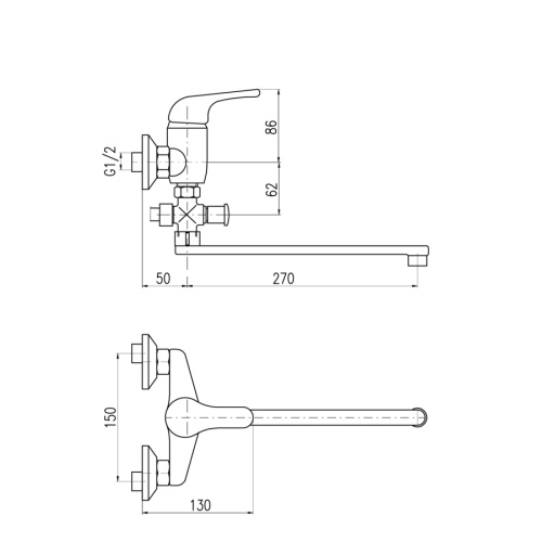Смеситель для ванны RavSlezak Sazava SA058.5 настенный хром - фото 2