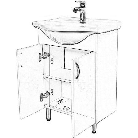 Тумба с раковиной Orange Лайт LA-60TUW+RA 60х40 напольная цвет белый