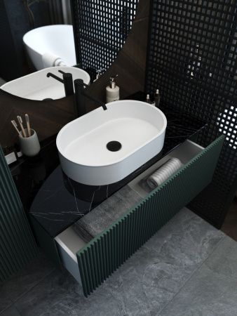 Тумба со столешницей La Fenice TERRA NFNC-01-TER-G-80-3-GB 80х50 подвесная цвет синий/серый