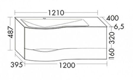 Тумба с раковиной Burgbad Sinea SFFQ121L F2800 G0165 C0001*1 120х50 подвесная цвет белый