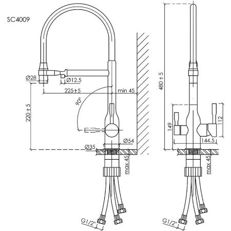 Смеситель для кухни Sancos Garda SC4009MB на мойку черный