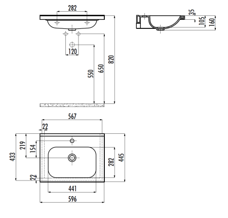 Раковина из сантехнического фарфора Creavit ideal ID060-00CB00E-0000 60х40 накладная цвет белый 1 отверстие под смеситель