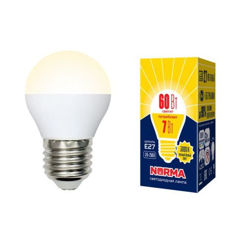 Лампа светодиодная Volpe LED-G45 LED-G45-7W/WW/E27/FR/NR картон - фото 2