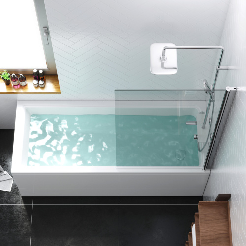 Душевая шторка на ванну Damixa Skyline DX35WBS-D080-140MT 80х140 стекло прозрачное профиль хром глянцевый ориентация универсальная - фото 4