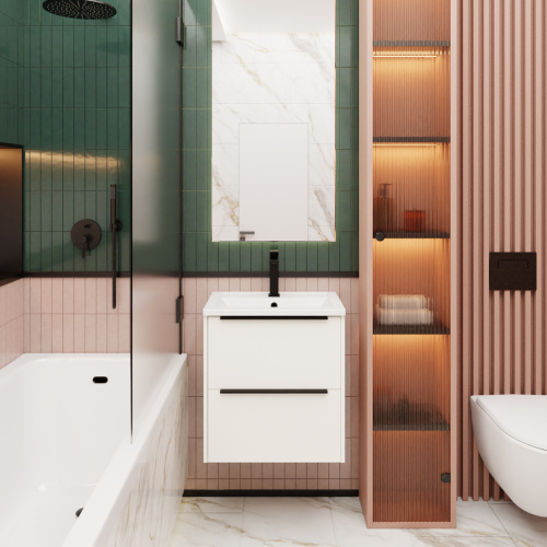 Тумба с раковиной La Fenice TESORO NFNC-01-TES-PB-60-2-3-60 61х63х47 подвесная цвет белый - фото 3