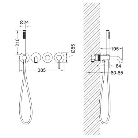 Смеситель для ванны и душа Timo Saona 2314/13YSM встраиваемый в стену никель