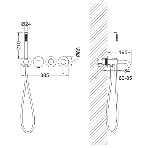 Смеситель для ванны и душа Timo Saona 2314/16YSM встраиваемый в стену белый матовый без термостата - фото 2