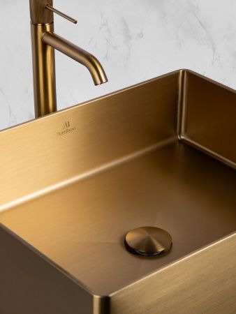 Раковина из нержавеющей стали AltroBagno Accordo AltroBagnoAccordo001009OrSp 50х40 накладная цвет золото