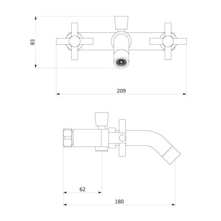 Смеситель для ванны и душа Damixa Neo Classic 271000000 настенный графит