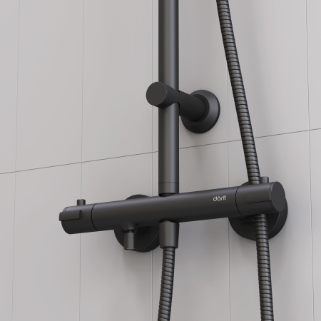 Душевая стойка Dorff Futura D0710522 настенная цвет черный с термостатом