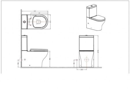 Чаша унитаза напольная Bravat Rael CX01016UW-PA-RUS цвет белый с сиденьем микролифт без бачка душевой смыв