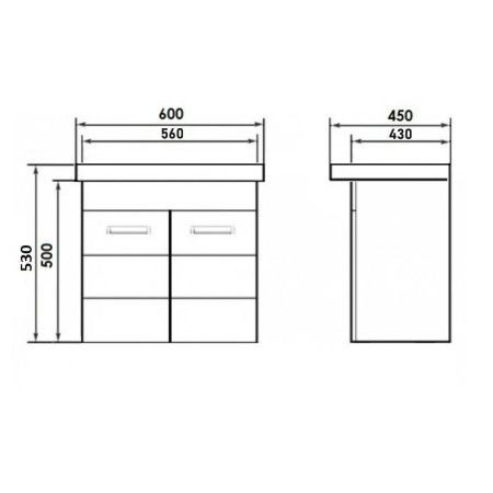 Тумба с раковиной Orange Таис TP2-TUW+RA 60х50 подвесная цвет белый