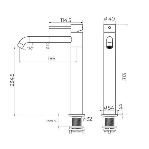 Смеситель для раковины Knotlor ECLIPSE SS-21/GM на столешницу вороненая сталь - фото 3