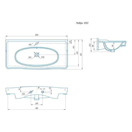 Раковина из сантехнического фаянса Kirovit Модерн 30105 110х50 встраиваемая цвет белый