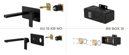 Смеситель для раковины Remer Absolute AU15KBNO встраиваемый в стену черный