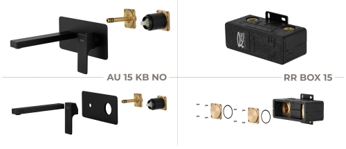 Смеситель для раковины Remer Absolute AU15KBNO встраиваемый в стену черный - фото 2