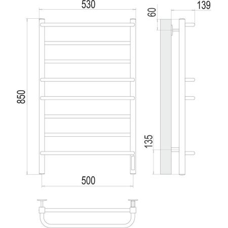 Полотенцесушитель электрический Terminus 4670078531254 55х85 хром