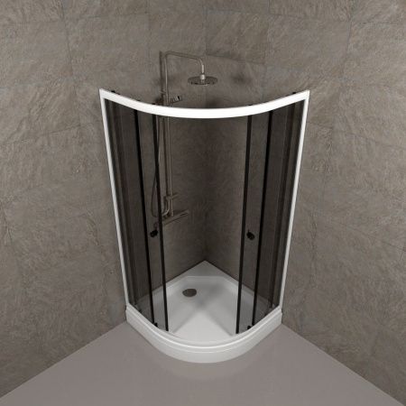 Душевой уголок Тритон Грэй Щ0000066464 90х90 стекло тонированное профиль белый с поддоном