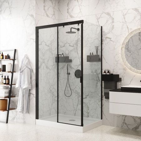 Душевой уголок Cerutti SPA MARBELLA 120B L 120х80 стекло прозрачное профиль черный без поддона