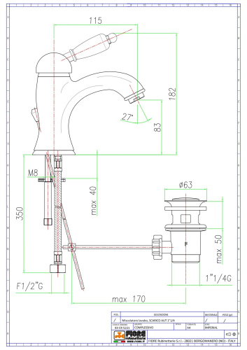 Смеситель Fiore Imperiale 83CR5221 на раковину хром - фото 2