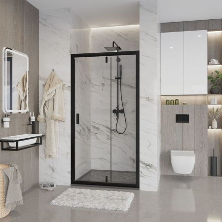 Душевая дверь Niagara Nova NG-83-9AB 90х195 стекло прозрачное профиль черный