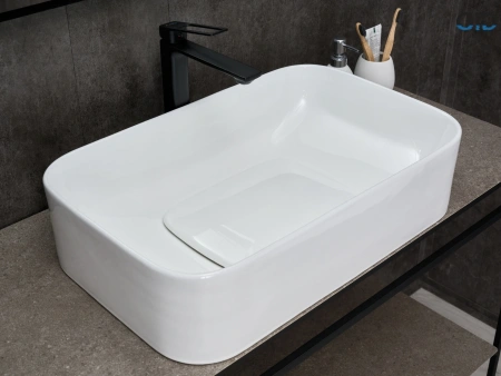 Раковина керамическая Gid Geométrico 51230 60х40 накладная цвет белый без отверстий под смеситель