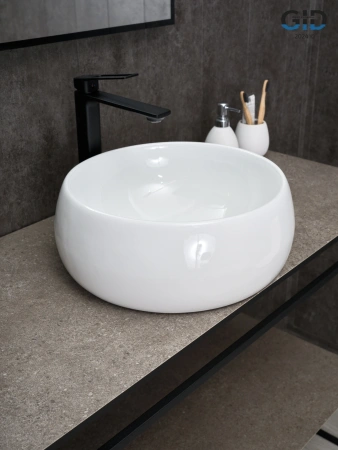 Раковина керамическая Gid Esfera 51213 40х40 накладная цвет белый без отверстий под смеситель